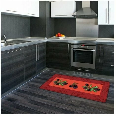 OSE Tapis De Cuisine Rouge Antidérapant Motif Olives 50 X 120 1 OSE Tapis De Cuisine Rouge Antidérapant Motif Olives 50 X 120