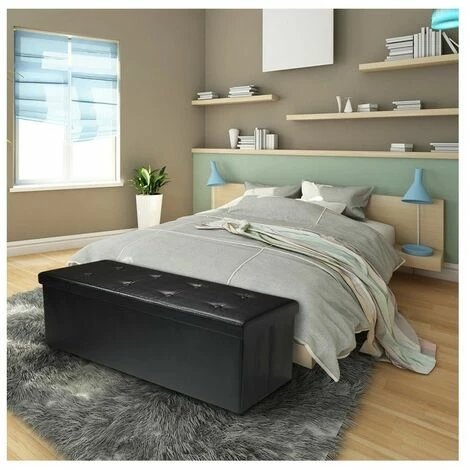 OSE Banc Coffre De Rangement Noir 100 Cm - Noir 2 OSE Banc Coffre De Rangement Noir 100 Cm - Noir – Image 2