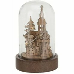OSE Décoration Lumineuse En Bois Sous Cloche